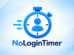 Logo for NoLoginTimer featuring a stopwatch and a user silhouette on a blue background