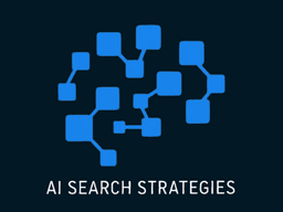 Abstract representation of connections with the text AI Search Strategies below them