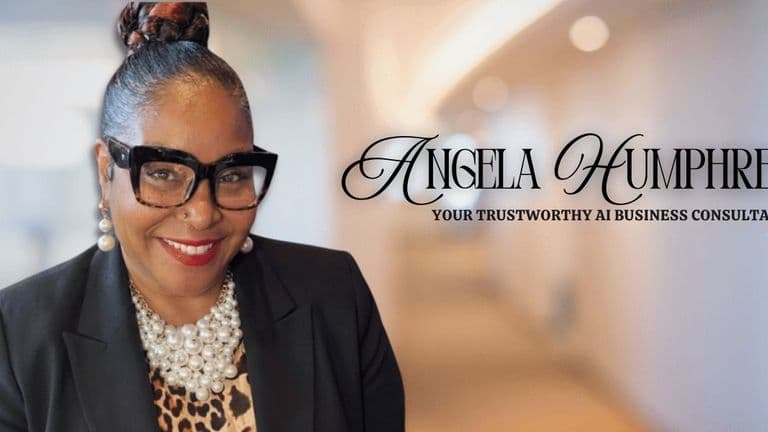Angela Humphrey, AI business consultant, bridges the gap between human insight and technology to help businesses scale with clarity and trust.