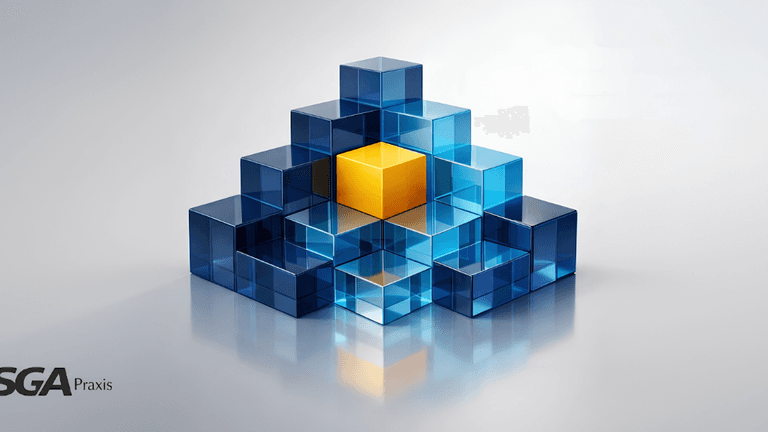 SGA Praxis LLC illustrates transformation challenges in messy middle, emphasizing execution discipline, ABEL framework, governance clarity, and organizational performance improvement.