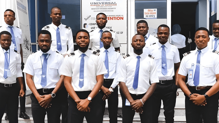 Group of aviation students from Universal School of Aviation, showcasing the institution’s commitment to professional training and development.
