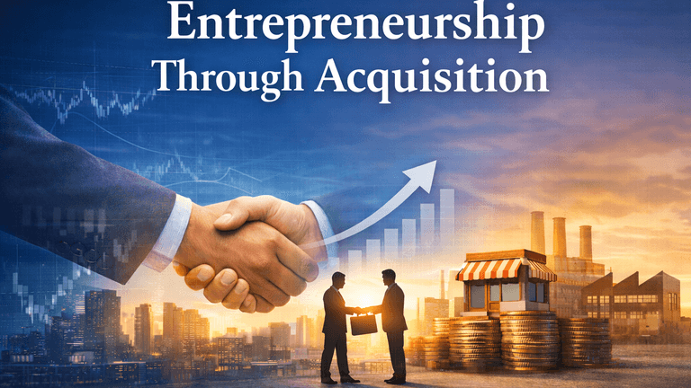 Handshake symbolizing Entrepreneurship Through Acquisition, reflecting business growth, leadership transition, and long-term sustainability for entrepreneurs