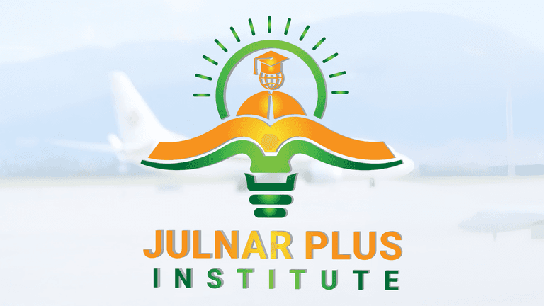 DJULNAR Plus Institute, showcasing the institute’s commitment to aviation training with a modern, professional design highlighting education and global connectivity.