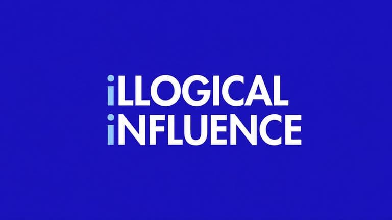 iLLOGICAL iNFLUENCE logo in white text on blue background, representing behavioral science and ethical influence consultancy.