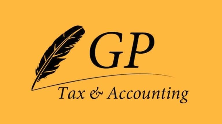 the GP-Tax & Accounting logo with a quill, symbolizing expert financial services for businesses.