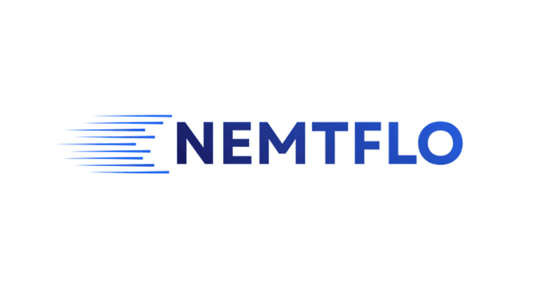 NEMTFLO logo with blue gradient text and dynamic speed lines on the left.