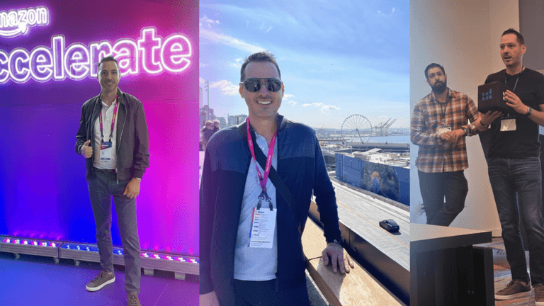 Luis Micheo at Amazon Accelerate, showcasing his journey from corporate life to successful ecommerce entrepreneur.