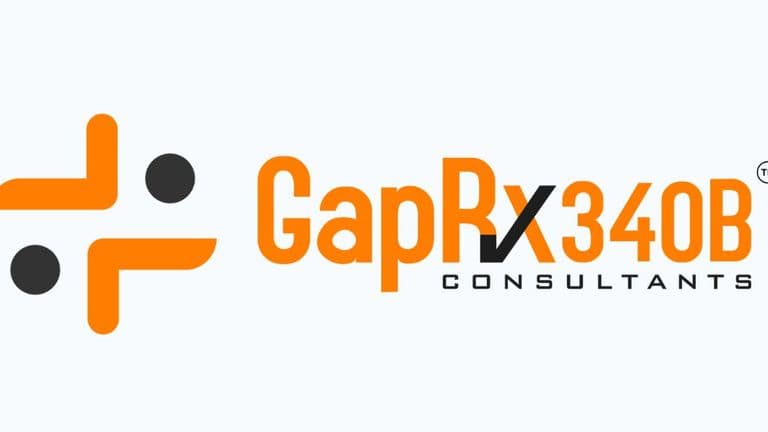 GapRx 340B Consultants logo in orange and black on gray background.