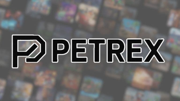Petrex logo displayed with a blurred gaming background, highlighting their innovative approach to immersive brand activations in gaming.