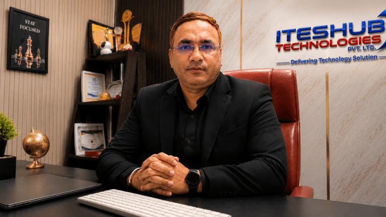 Dr. Neeraj Kumar, Founder and CEO of Iteshub Technologies, at his corporate office.