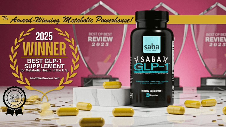 Saba GLP-1™: Award-winning, natural supplement for metabolic health and weight management, enhancing GLP-1 production.
