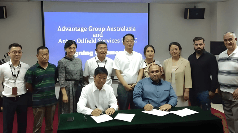 Group photo during the signing ceremony between Advantage Group and Antara Oilfield Services.