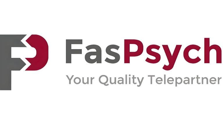 FasPsych LLC logo with tagline 'Your Quality Telepartner,' representing their telepsychiatry services for healthcare facilities.