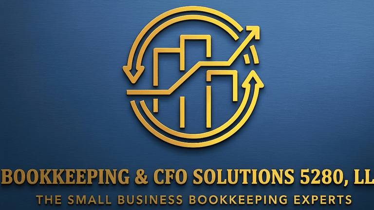 Bookkeeping & CFO Solutions 5280 logo featuring growth chart arrows and financial success branding.