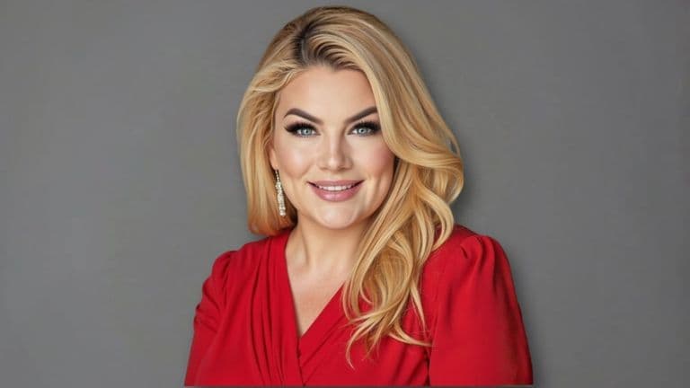 Professor Dr. Stoyana Natseva, Europe’s top transformational literature author, wearing a red dress, smiling confidently, and exuding empowerment.