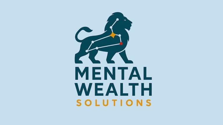 a lion with a constellation pattern, symbolizing strength and clarity, representing Mental Wealth Solutions.