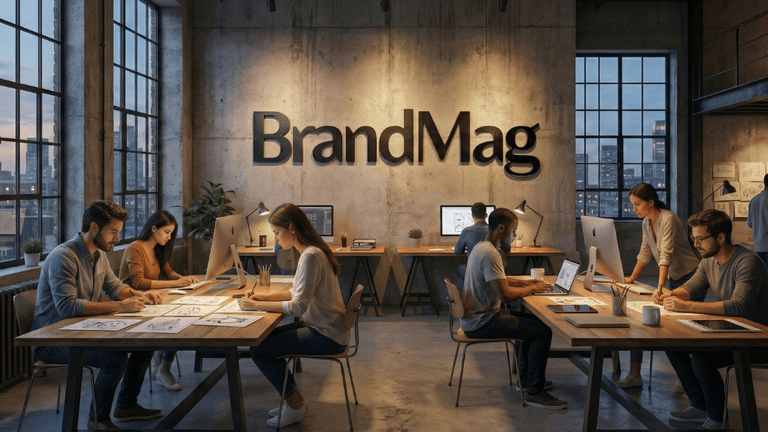 BrandMag office environment, where creative teams shape the future of branding, marketing, and media with innovation and strategy.