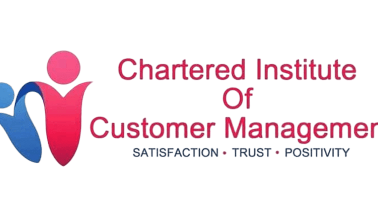 Logo of the Chartered Institute of Customer Management (CICM), highlighting their commitment to enhancing customer satisfaction, trust, and positivity.