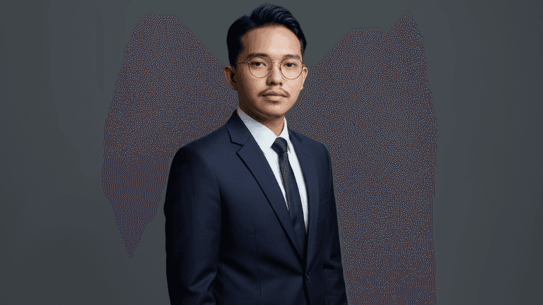 "Muamar Rafi Fadhilah, CEO of Artha Karya Group, exuding leadership in a professional suit, showcasing the group’s global business impact."