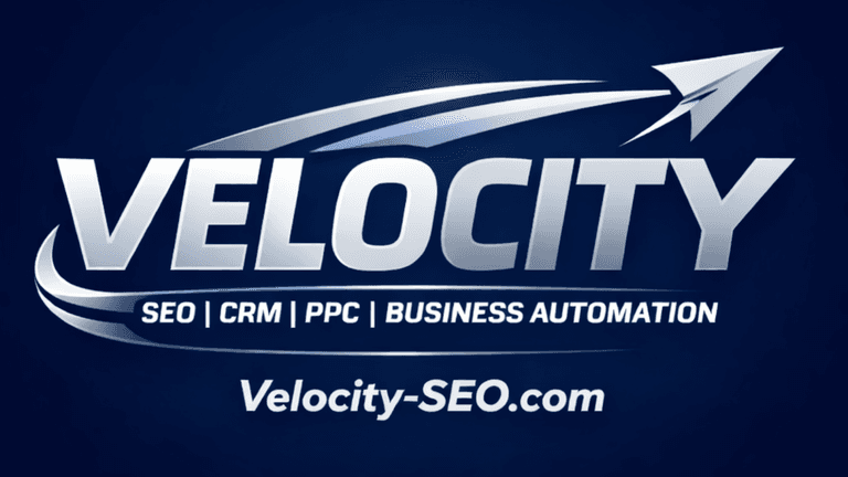 Velocity SEO logo emphasizing SEO, CRM, PPC, and business automation, reflecting Thad Norman's approach to data-driven business growth.