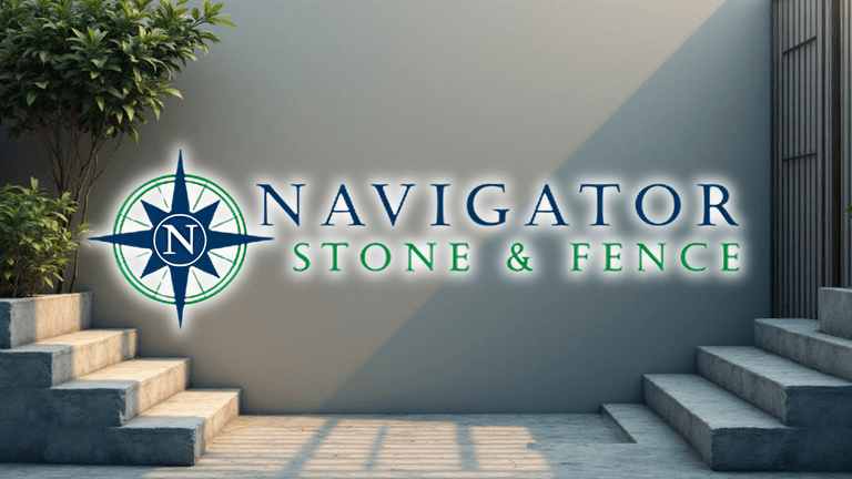 "Navigator Stone & Fence logo, symbolizing the company’s commitment to quality hardscaping and fencing services with personalized customer care."