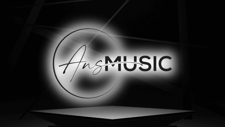 ANS Music logo in a sleek, illuminated design, representing a digital music distribution platform for artists.