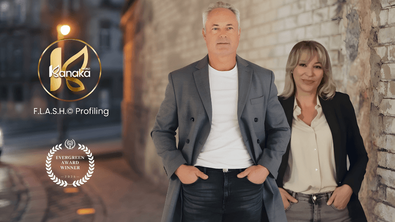 Yannick Zoude and Elza Toubol Dedieu of Kanaka, founders of F.L.A.S.H.© Profiling, offering real-time behavioral insights for business success.