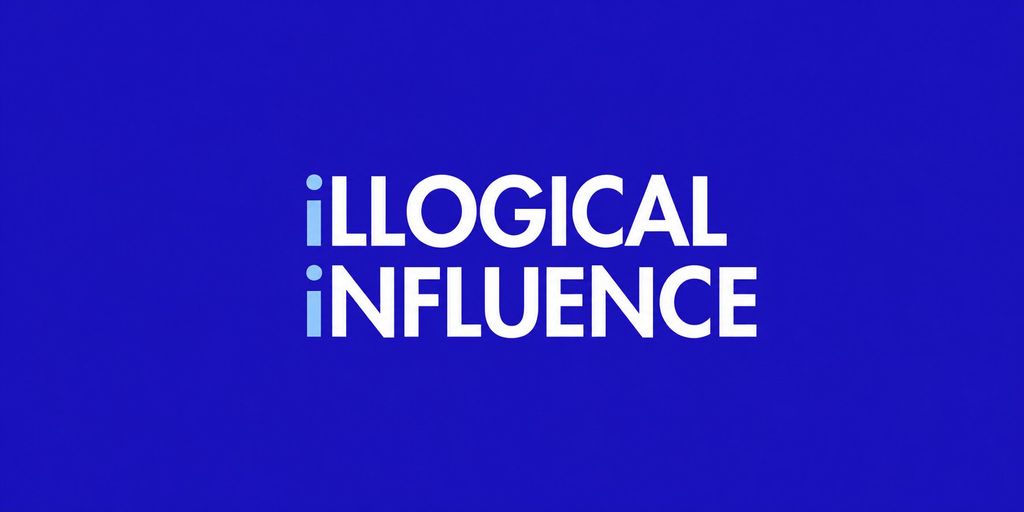 iLLOGICAL iNFLUENCE logo in white text on blue background, representing behavioral science and ethical influence consultancy.