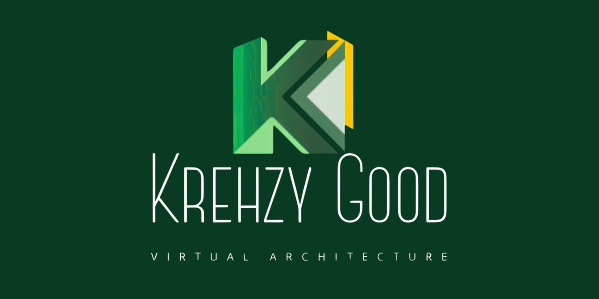 Green Krehzy Good VA logo with stylized “K” and “Virtual Architecture” tagline