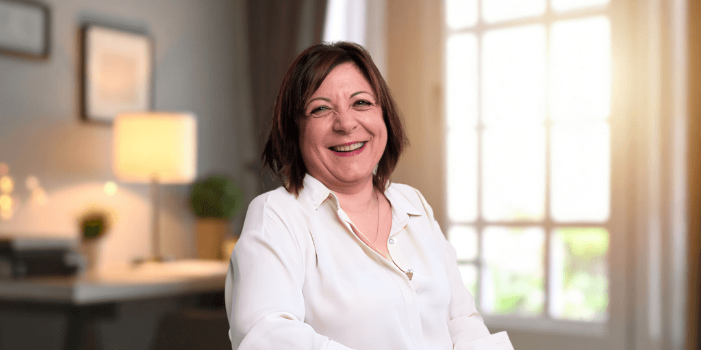 Elena Marangon smiling warmly, reflecting her human-centered approach to leadership, coaching, and sustainable organizational transformation.