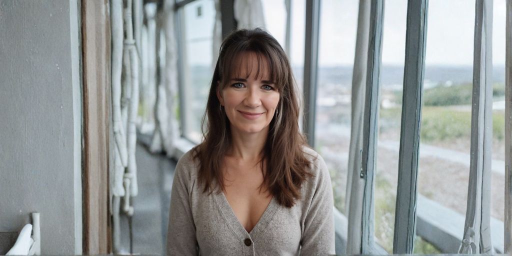 Rebecca Irey, founder of Blue Skye Financial, stands in a bright, airy space, exemplifying clarity and confidence in financial planning.