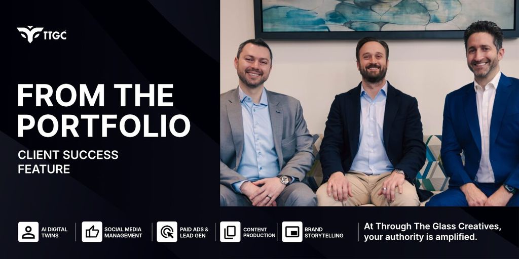 DDS Group leadership team highlighted in a promotional client success and brand storytelling graphic.