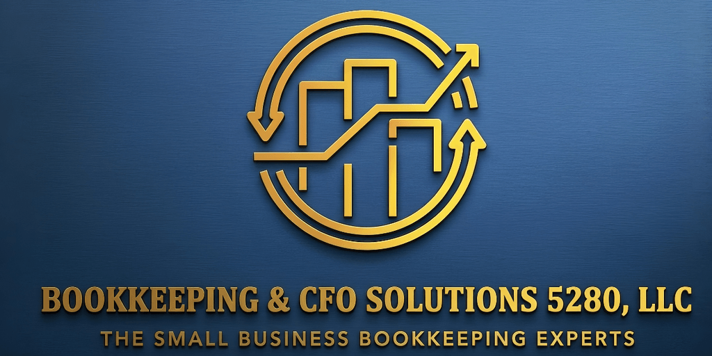 Bookkeeping & CFO Solutions 5280 logo featuring growth chart arrows and financial success branding.