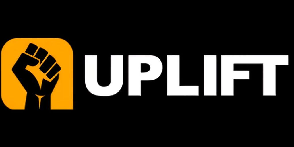 "Uplift logo featuring a raised fist symbol in a yellow box next to bold white lettering spelling 'UPLIFT' on a black background."