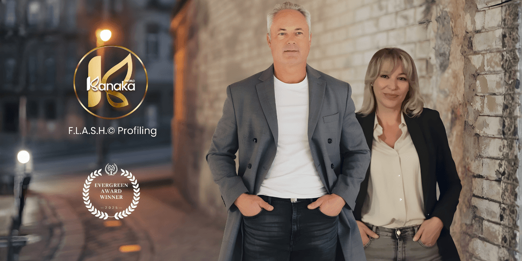 Yannick Zoude and Elza Toubol Dedieu of Kanaka, founders of F.L.A.S.H.© Profiling, offering real-time behavioral insights for business success.