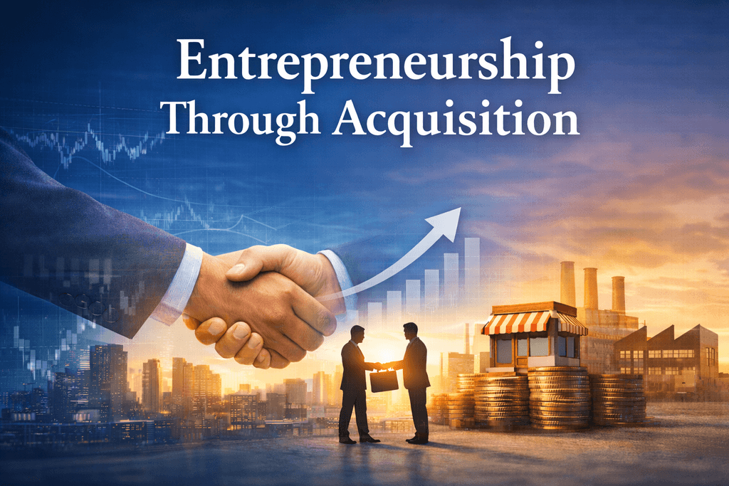 Handshake symbolizing Entrepreneurship Through Acquisition, reflecting business growth, leadership transition, and long-term sustainability for entrepreneurs