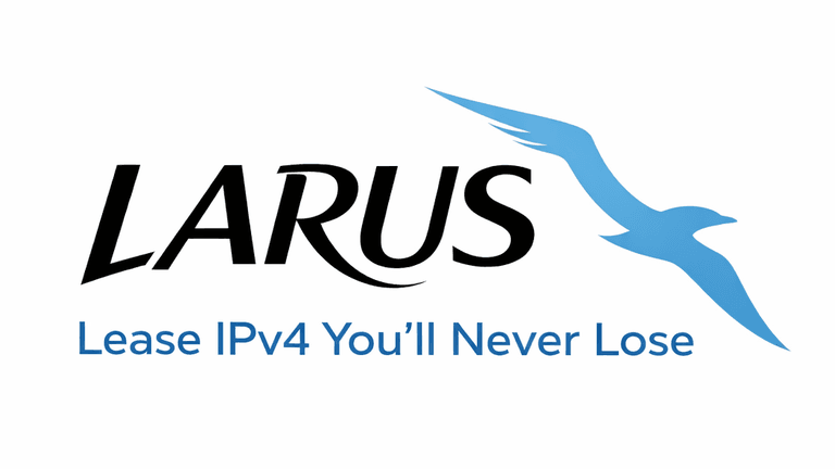 LARUS logo representing an innovative IPv4 leasing provider, offering long-term, scalable solutions for network management with reliable access.