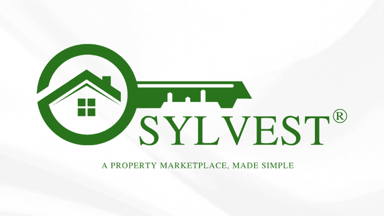 Logo design for Sylvest, a property marketplace featuring a house and key graphic