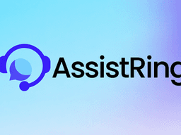 Logo of AssistRing featuring a headset and speech bubble on a gradient background