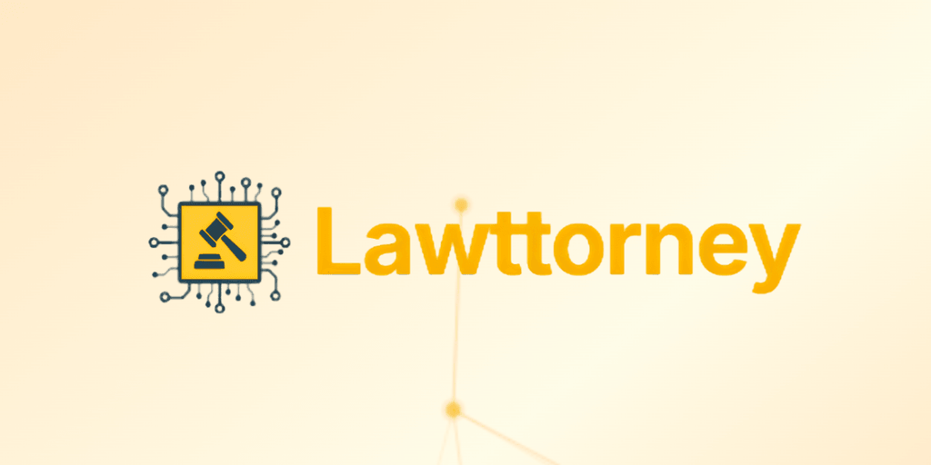 Logo of Lawttorney featuring a gavel and circuit graphic in yellow and orange