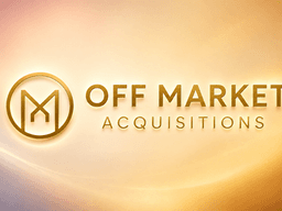 Logo for Off Market Acquisitions on a gradient background of orange and purple