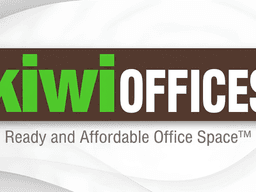 Logo for Kiwi Offices featuring green and brown text with a tagline about office space