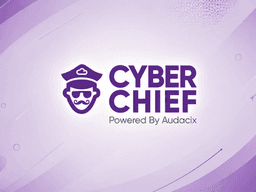 Logo of Cyber Chief with a purple abstract background and playful design elements