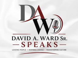 Logo for David A. Ward Sr. Speaks, featuring initials and microphone graphic on fabric background