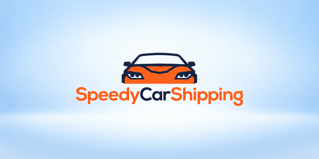 Logo for Speedy Car Shipping featuring a stylized car and bold text.
