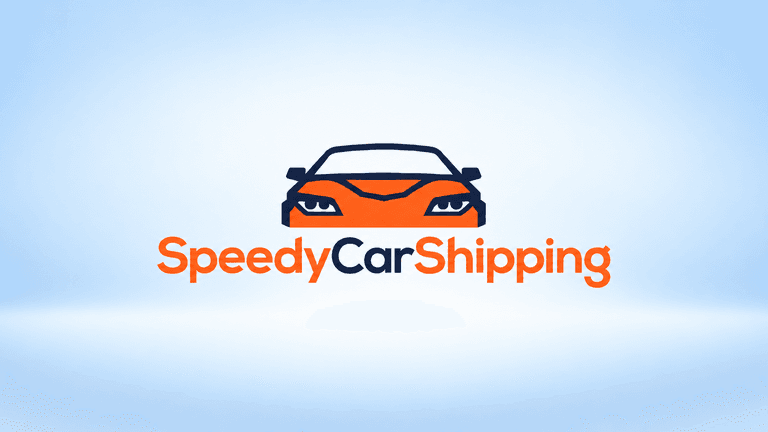 Logo for Speedy Car Shipping featuring a stylized car and bold text.