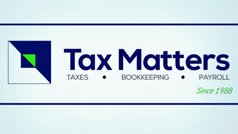 Logo of Tax Matters featuring services: Taxes, Bookkeeping, Payroll since 1988