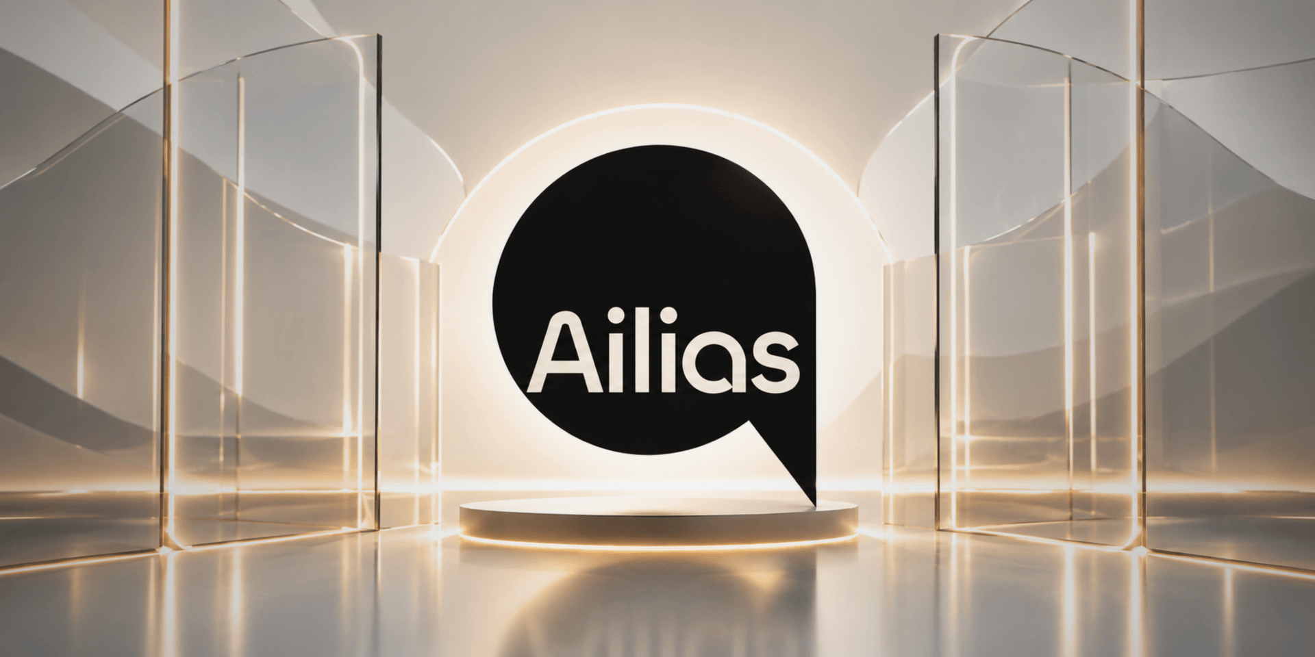 Modern display featuring the name "Ailias" in a sleek, illuminated setting