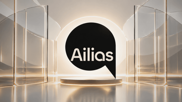 Modern display featuring the name "Ailias" in a sleek, illuminated setting