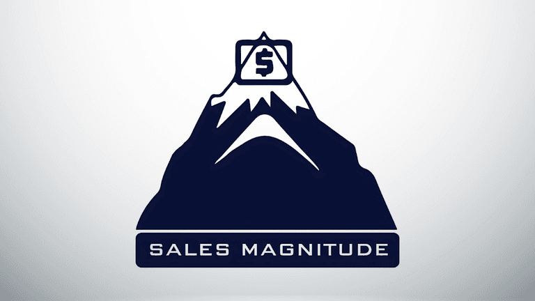 Logo featuring a mountain with a dollar sign and the text Sales Magnitude below